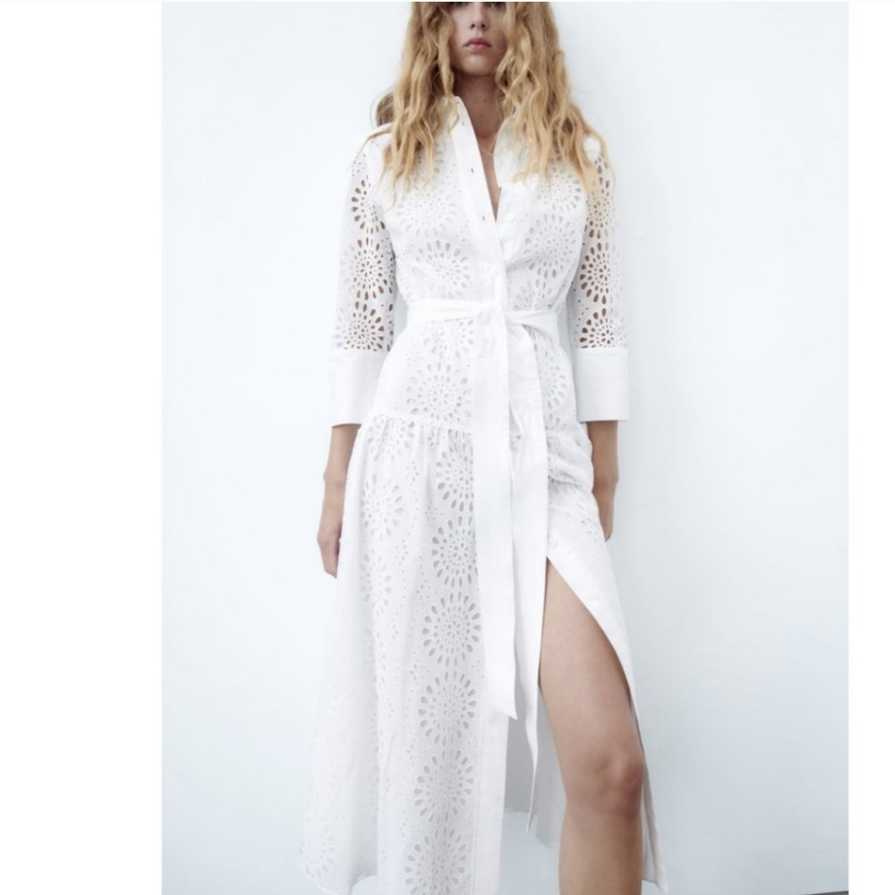 Zara Embroidered Eyelet Dress